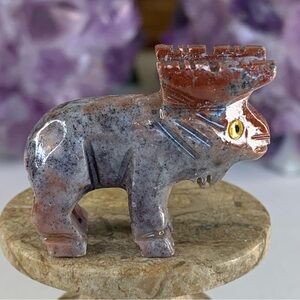 Miniature MOOSE Stone Carving Mini Figurine Steatite Soapstone Carved Animal Elk